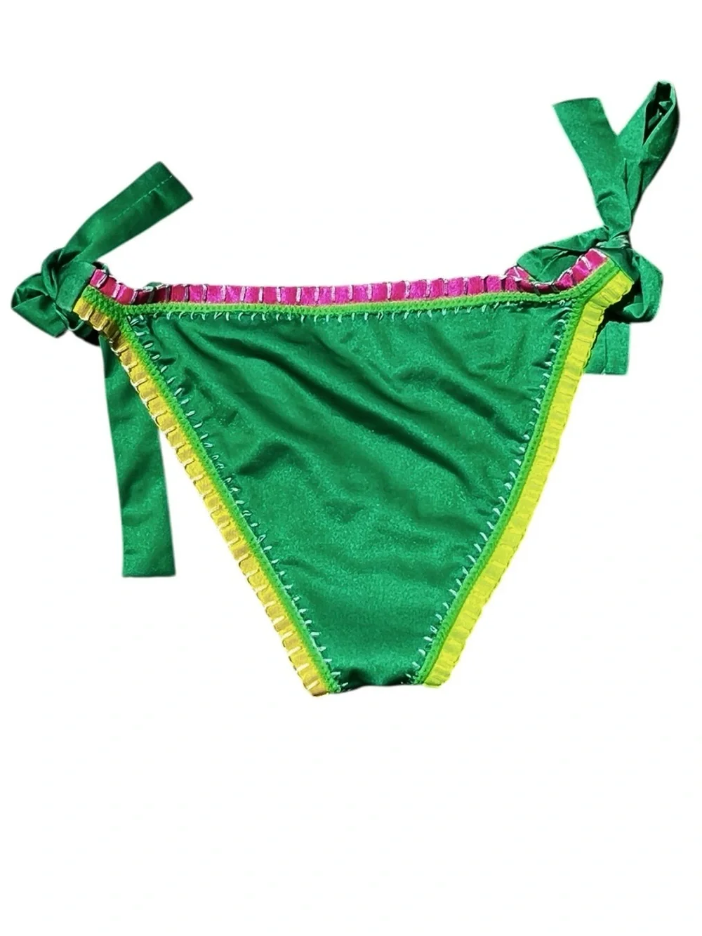 🌻NEW w/tag PQ Swim x Solange Ferrarini Green Crochet Trim Bikini Bottom Size S